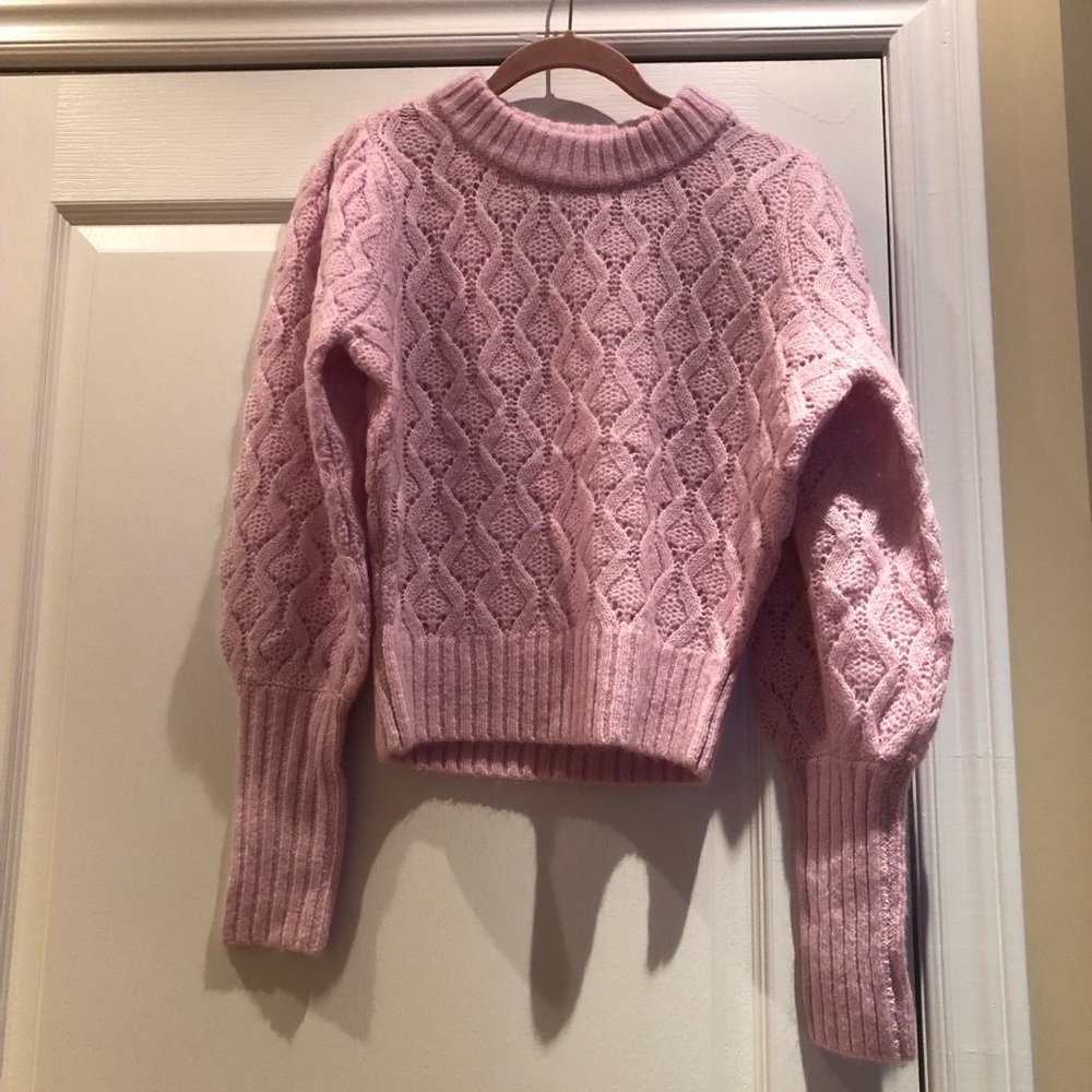 Elegant Pink Cable Knit Sweater